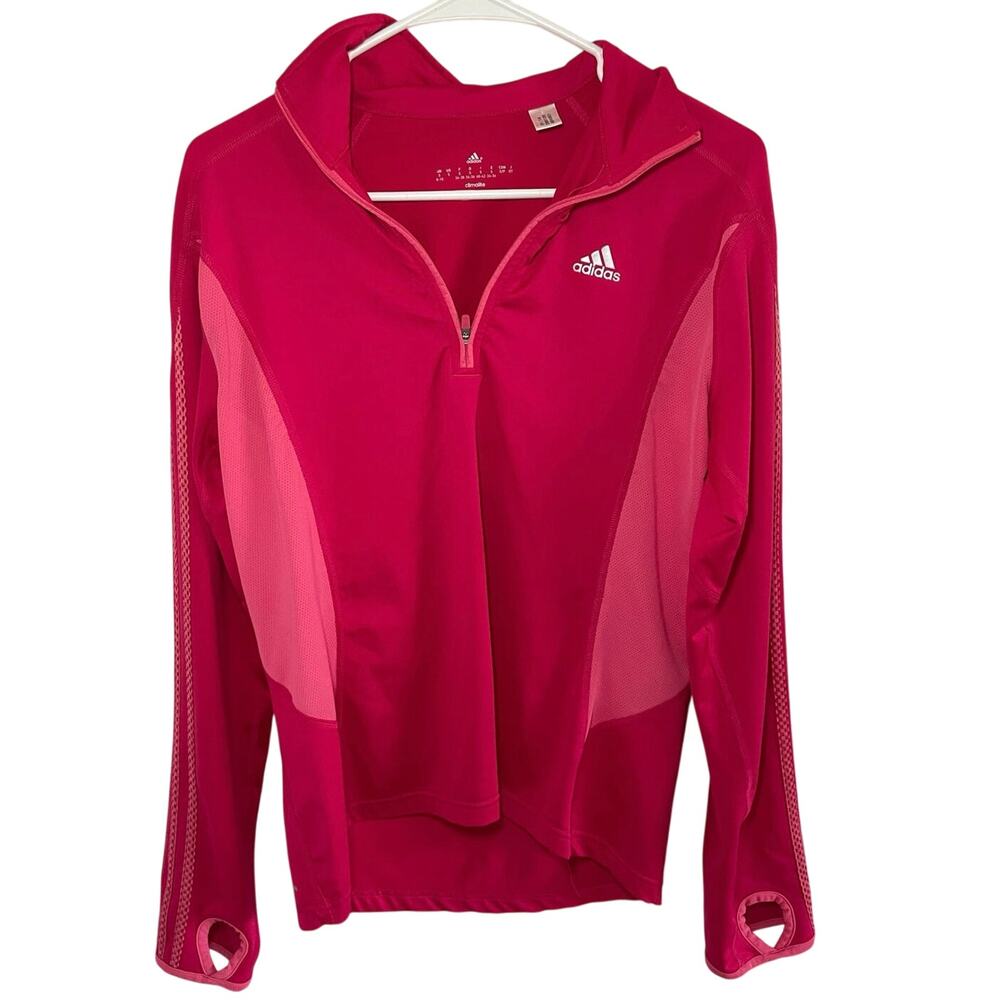 Adidas Climalite Pink 3/4 zip Shirt Dryfit with thumb holes size small